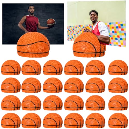 Image of Leinuosen 24 Pcs Resin Basketball Base Centerpieces Place Card Holder Basketball Shaped Table Number Holder Name Place Photo Stand for Sports Events Wedding Party