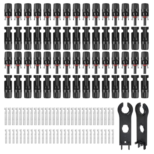 LEPITERY MC4 Solar Connectors 30 Pairs/60pcs Solar Panel Cable Connectors Waterproof IP67 1000V 30A...