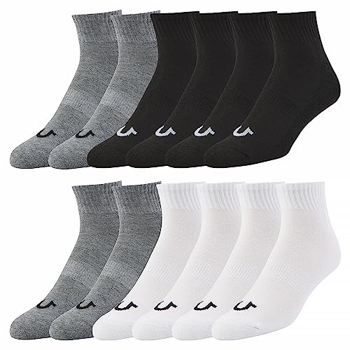 True Religion Mens Socks Ankle Socks for Men 6 & 12 Pairs Quarter Premium Athletic Shoe Size 8-12