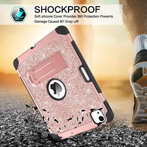 Bentoben Ipad Air 5Th Generation Case, Ipad Air 4Th Generation Case, Glitter Sparkly 3 Layers Shockproof Kickstand With Pencil Holder Protective Tablet Cover For Ipad Air 2022/2020 10.9", Rose Gold #TOP3