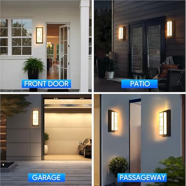Energetic 5CCT Outdoor Wall Light Fixture 13 Inch Modern 2700K/3000K/4000K/5000K/6500K Black