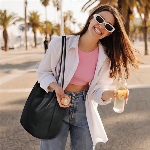 Image of Iswee Soft Leather Tote Bucket Bag Hobo Shoulder Purse and Handbags Women | Large Size Roomy Pocketbooks Ladies Bag Everyday Bag Casual Work Travel Designer Hand Bag