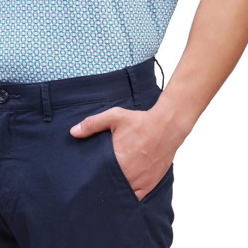 Image of Colorplus Nuvo Fit Cotton Nylon Blend Solid Piece Dyed Pattern Flat Front Casual Trouser