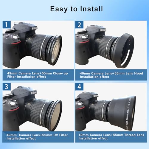 Image of 49mm to 55mm Step-Up Ring Filter adapter /49mm to 55mm Camera Filter Ring ;Compatible All Brands 49 mm Lens and 55 mm UV,ND,CPL,Metal Step Up Ring