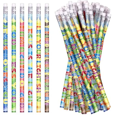 emzrivo 24 Pieces Bible Verses Pencils Back to School Pencils Religious Pencils Assorted Inspirational Pencils Colorful Pencils Christian Pencils for Teacher, 6 Styles(24) Cover