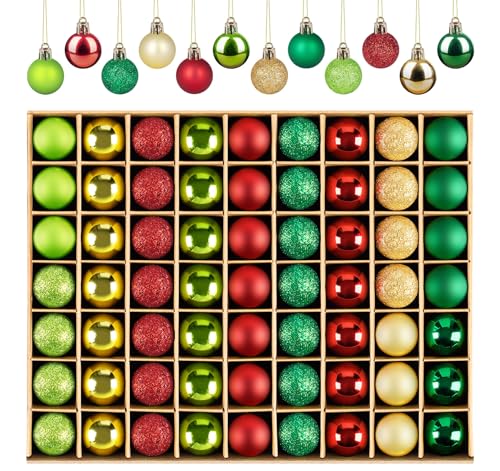 Weihnachtsbaumschmuck Rot Gold Grün, Homewit 63 Stück Mini...