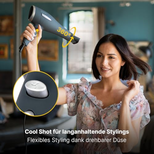 Profi Care Haartrockner mit 3 Leistungsstufen, Aufhängeöse, Haartrockner mit Cool Shot und Formdüse, 2 Gebläsestufen mit 2200W, inkl. 2 Ersatzfilter - PC-HT 3045 grau 4