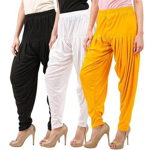 Image of Buy That Trendz Patiala Pant Combo Pants for Womens Pack of 3 Viscose Patiyala Salwar Bottoms