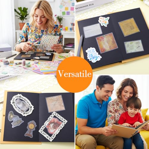 Mini Álbum de Scrapbook de 6 x 8 Pulgadas | Álbum de Scrapbook en Acordión con Pegamento para Esquinas y Cierre de Cuero, Pequeño Álbum para Manualidades para Bodas, Cumpleaños y Día de la Madre miniatura 6