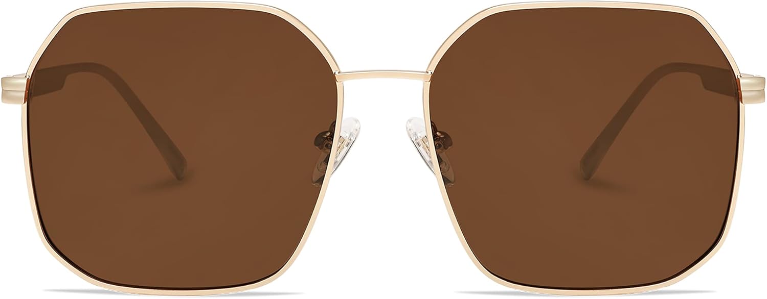 SOJOS Retro Square Polarized Sunglasses for Women Vintage Square Shades UV400 Large Metal Frame SJ1166B - Image 3