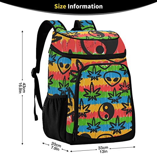 Kigai Tie Dye Alien Cooler Backpack Leakproof Insulated Waterproof Soft Beach Lunch Bag For Men Women To Work Lunch Picnics Camping Hiking #TOP1
