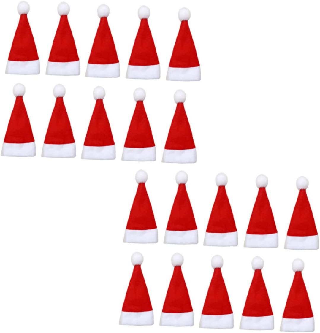 48Pcs Mini Santa Hat Wine Bottle Covers Christmas Festive Tableware for Forks Knives Lightweight Easy to Store for Home Restaurant Use