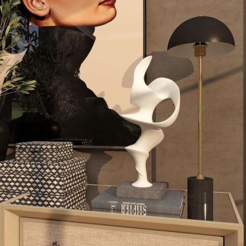 Deco 79 Polystone Abstract Decorative Sculpture Home Decor Statue with Black Base, Accent Figurine 9" x 6" x 20", White by deco 79 - Used condition - Image 9