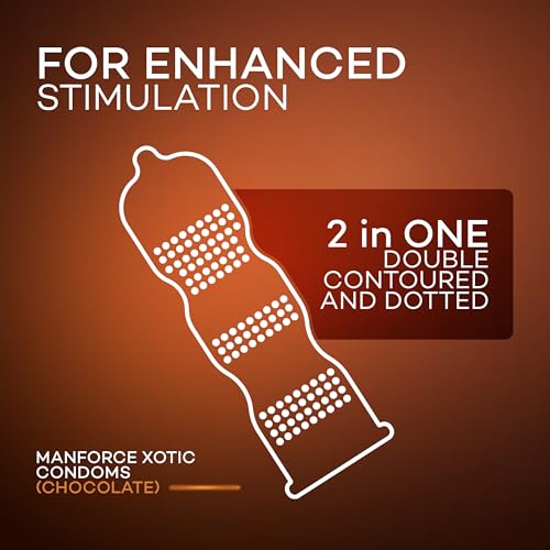 Image of Manforce Xotic Chocolate Flavoured Condoms for Men | 10 pcs | Dotted, Contoured, & Lubricated Latex Condoms | For Enhanced Pleasure of Both | India's No. 1* Condom Brand for Safe Sex