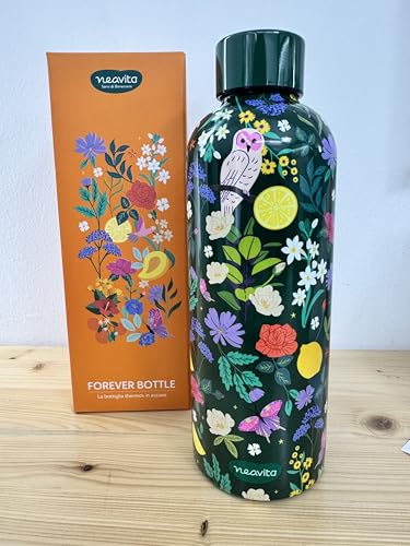 Navaris Bottiglia Termica Acqua Detox 500 Ml - Borraccia In Acciaio Rivestimento Bambu Con Filtro Infusi Te Tisane Teiera Con Tappo Turchese