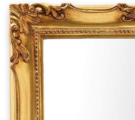 Wandspiegel Spiegel klassisch Barock 62x82 Blattgold Rechteckig mit Holzrahmen Gold, Made in Italy, Spiegel Schlafzimmer Wohnzimmer Badezimmer, Flur – Bild 4