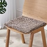 Lammfell-Sitzkissen, superweich, rutschfest, kurzes lockiges Fell, Autositzbezug, natürliche Wolle, Bürohocker-Kissen, braunes quadratisches 45 x 45 cm