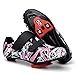 SDEQA Cycling Shoes Womens Road Indoor Bike Shoes Hook-Ring Compatible Peloton with Delta Cleats Lightweight Fashion,Red,8