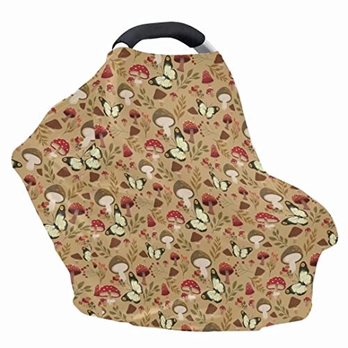Image of Youngerbaby Mushroom Butterfly Nursing Cover Breastfeeding Soft Infant Carseat Canopy Stretchy Breathable Cover for Stroller High Chair Shopping Cart Canopies