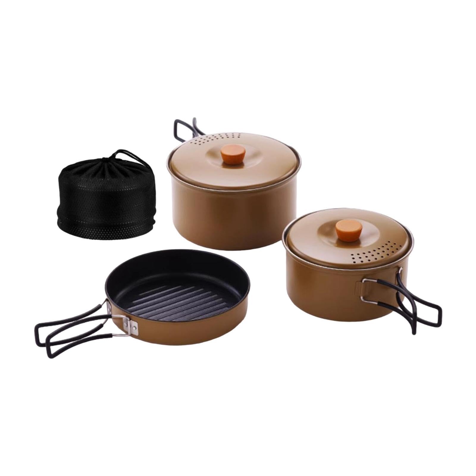 Set di pentole e padelle portatili da campeggio con peso leggero per gli appassionati di escursionismo e pesca, che garantisce una lunga durata per pentole, padelle, bollitori, pesca, viaggi