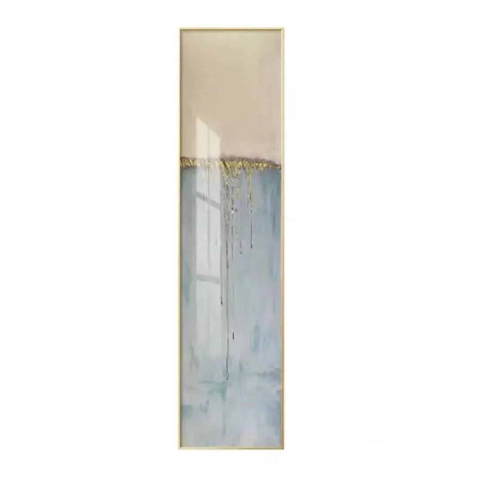 Peinture sur toile abstraite dorée et bleue 40x160cm XENITE
