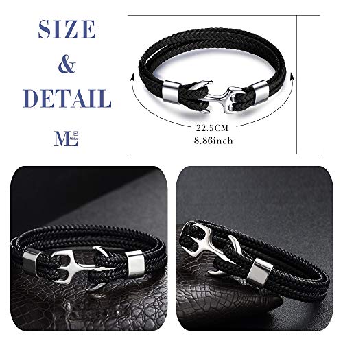 MicLee Men's Vintage Anchor Leather Bracelet Multilayer Bracelet Cuff Wrap Rope Wristband with Gift Box3