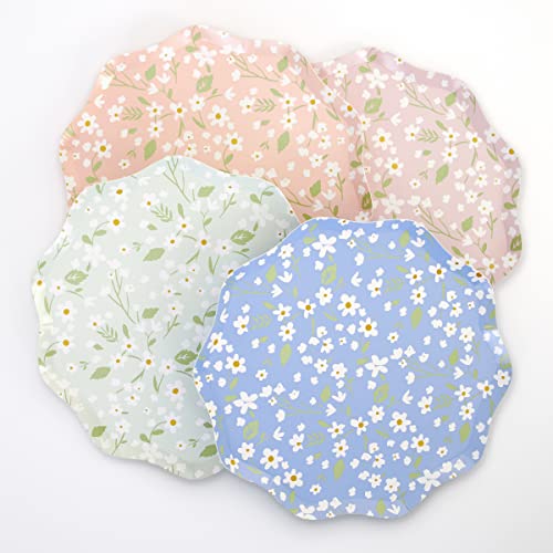 Meri Meri Ditsy Floral Paper Plates Pack of 12 Floral Disposable Plates for Party In Bright Springtime Colors with Wavy Edge Available in 2 Sizes (Side & Dinner)