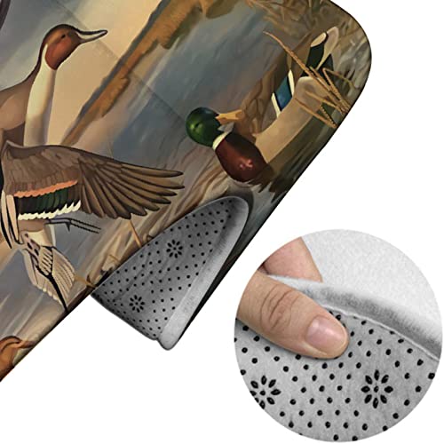 Badezimmerteppich-Set, 3-teilig, Wasservögel-Kunstdrucke, waschbare Badeteppiche, rutschfest, mit Rückenpolster, Konturteppich und Toilettendeckelbezug – Bild 5