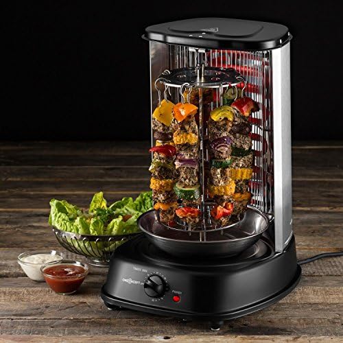 oneConcept Kebab Master - Vertical Grill, Fat-Free Rotisserie Grill, Kebab Machine, Detachable Dishwasher-Safe Parts, 1800W, 360 ° All-Round Grilling, Cool-Touch Handle, LED, Black