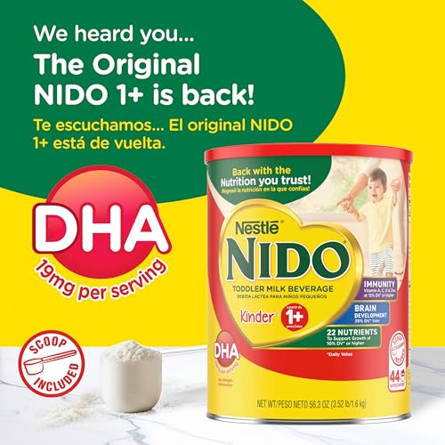 Image of Nestle NIDO Kinder Toddler Milk Beverage Powder Mix, 1 + Years, Toddler Nutritional Drink, Powdered Milk for Toddlers, 47 Servings per Container, 282 Total Servings, 6 Pack.