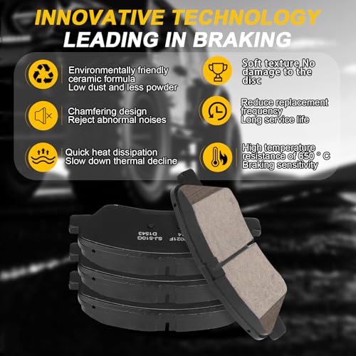 Image of D1543 D1544 Front And Rear Ceramic Brake Pads Fit For Hyundai Elantra 2011-2012 GLS /Limited,For Hyundai Veloster 2012,Veloster 2013-2015 Base,For Kia Forte 2014-2016,Forte5 2015-2016 EX