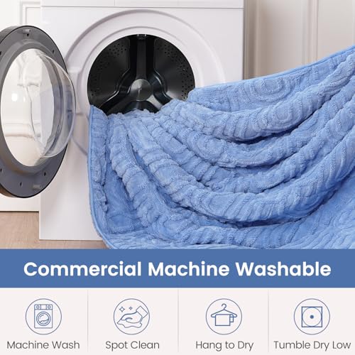 Image of Sherpa Fleece Adult Weighted Blanket Great for Sleep, 15 lbs Dual Sided Soft Fuzzy Heavy Blankets for Couch Bed Sofa, Cozy Warm Fluffy Arched Jacquard Throw for Winter (Blue, 48 inch x 72 inch, 15 Pounds)