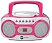 HDi Audio Sport Portable Stereo CD Boombox CD-518 Pink Portable CD Player with AM/FM Radio and Aux Line-in Boombox White/Pink