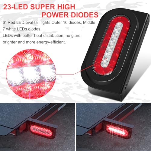 RONSTA 6 inch Oval Led Trailer Lights Kit with Mounting Brackets,Light Bar and Wiring, 2PCS Waterproof Stop Brake and White Backup Reverse Lights for Boat RV Truck (Oval Led Trailer Lights Kit) by RONSTA - Image 5