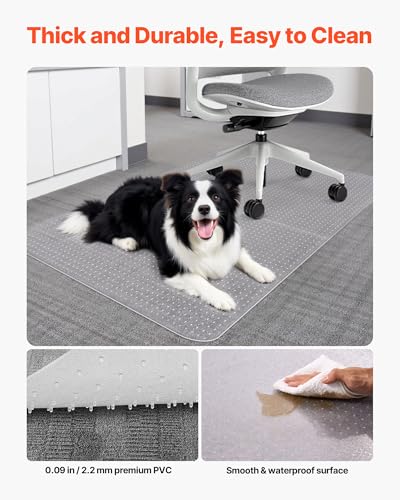 Image of VEVOR Chair Mat, 36 x 48 Inch Office Chair Mat for Carpeted Floors, Plastic Floor Protector Rug with Studded, Non-Slip & Easy to Clean, Smooth Glide Under Desk Rug for Home Office (Rectangular)