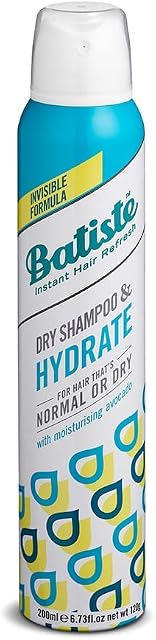 Batiste Dry Shampoo & Hydrate 200ml, Hair Benefits for Dry Brittle Hair, No Rinse Spray to Refresh Hair in Between Washes