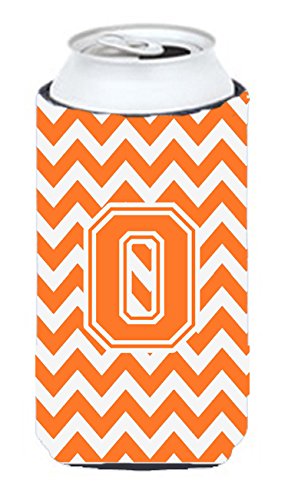 Letter O Chevron Orange and White Tall Boy Beverage Insulator Hugger CJ1046-OTBC