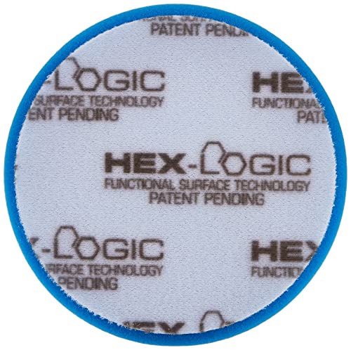Image of Chemical Guys, Hex-Logic Light Polishing & Finishing Pad, Blue, 5.5 inch | Soft blue finishing foam pad applies finishing polishes, glazes and sealants for a glossy, swirl-free finish