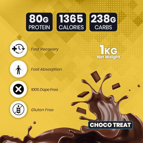 Image of Nutrimuscle Massive Muscle Mass Gainer -1 Kg - Choco Treat (Chocolate) Flavour - for Mass, Muscle, Power & Strength Gain -Contains CREATINE MONOHYDRATE - High protein Gainer