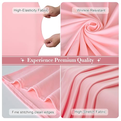 Image of Pink Arch Backdrop Cover Set of 2 (7.2ft & 6ft), Chiara Arch Cover Wrinkle-Free Spandex Arch Cover for Wedding Birthday Party Baby Shower Bridal Shower Ceremony Banquet Fabric Backdrop (No Stand)