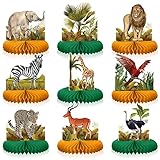 Shappy 9 Pcs African Safari Centerpieces for Tables Baby Shower Decorations Jungle Animals Honeycomb Centerpieces Safari Animal Theme Birthday Decorations for Boys Kids Baby Shower Nursery Party