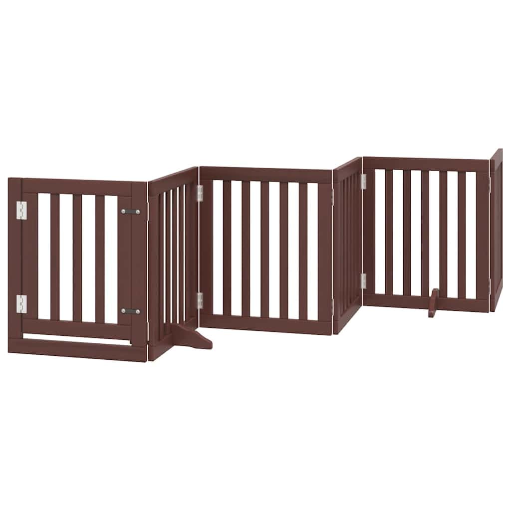 vidaXL Puerta de Perros Plegable 15 Paneles Madera álamo marrón 750 cm, Puerta para Mascotas, Puerta de Seguridad para Perros, Puerta para Perros de Seguridad