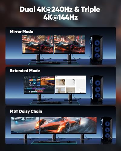 Image of Highwings 80Gbps Displayport Cable 2.1 15FT, 16K@60Hz, 8K@120Hz, 4K@240Hz, DP 2.1 Cable 16K Braided Cord, Compatible with HDR10 DSC 1.2a, G-Sync FreeSync Gaming PC, Gaming Monitor 5090, AMD 7900XTX