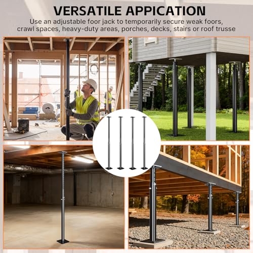 Image of 4 Pack Adjustable House Jack,55 inch-98 inch Telescoping Steel Support Post | Heavy Duty Adjustable Support Jack with 18000lb capacity, Steel Tube Structure for Temporary Construction and Floor Support