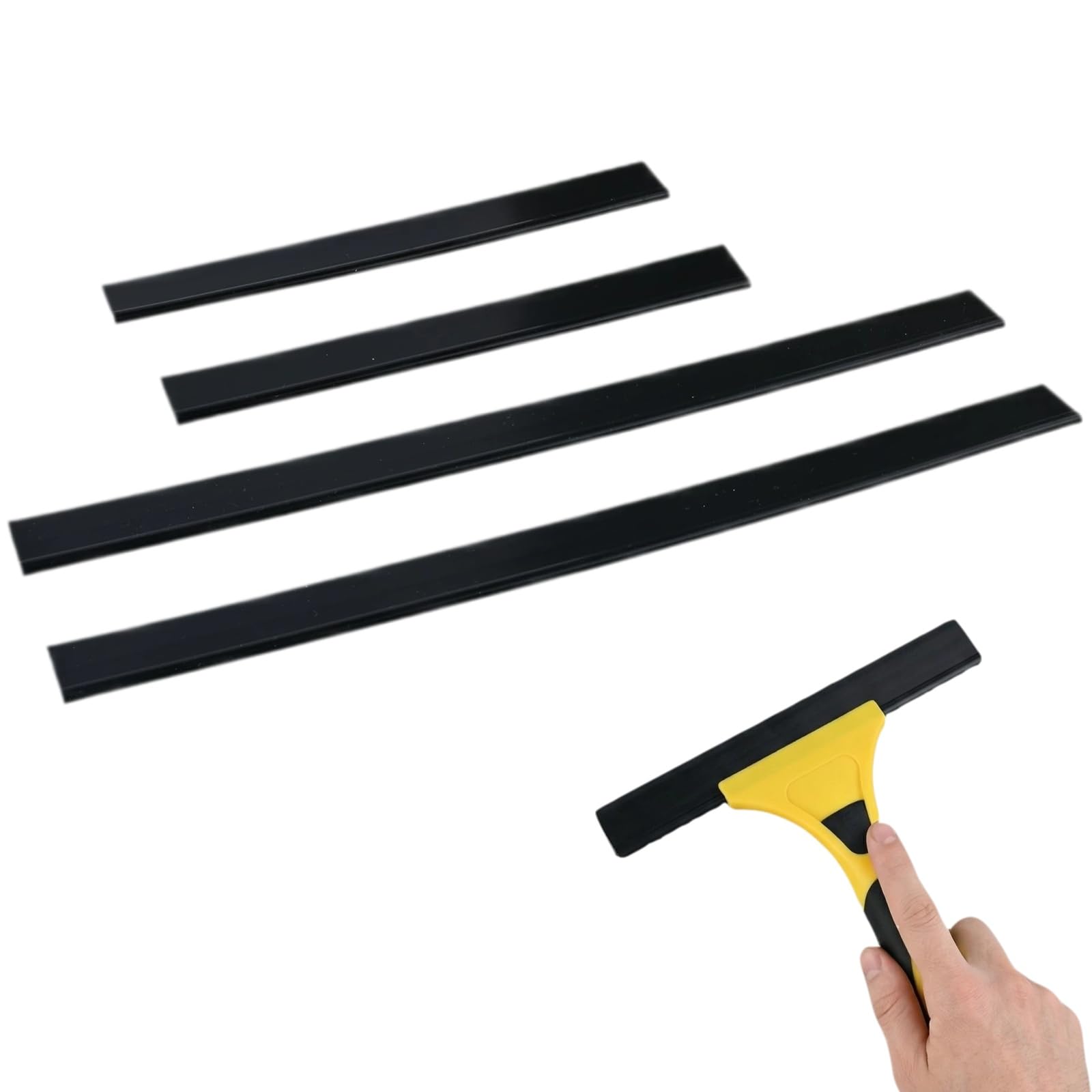 Window Cleaner Replacement, 4 Pcs Soft Rubber Strip Scraper Accessory, Replacement Blades 170mm 280mm for Window Vacs, Glass Cleaner Spares, Durable, Easy to Install, Compatible with Karcher wv2 wv5