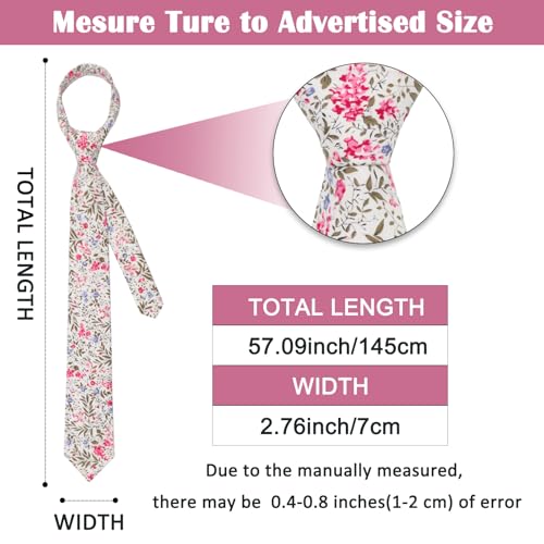 Image of Mantieqingway Men Skinny Tie Cotton Floral Necktie for Wedding Groomsmen Tie