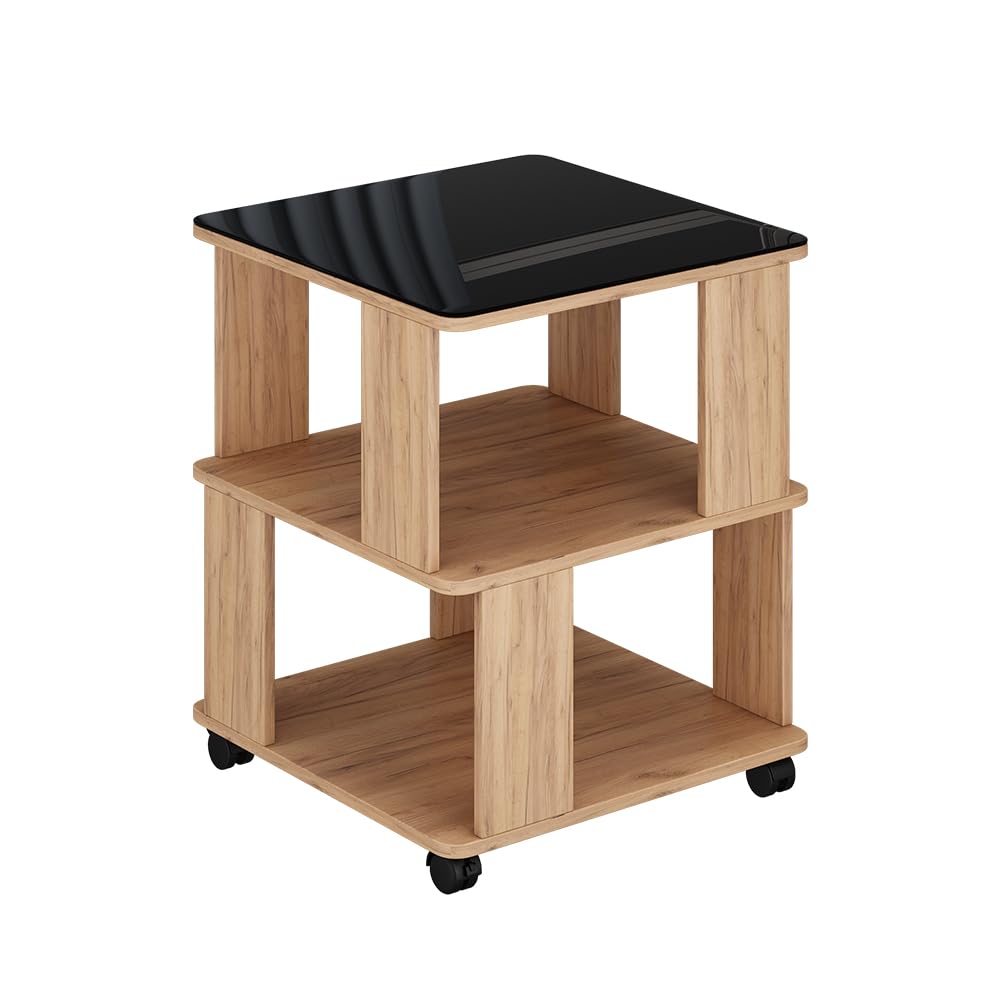 Vicco Mesa de Centro Velito, Goldkraft Roble/Negro, 50 x 50 cm