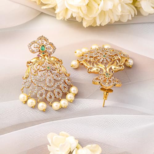 Image of Rubans American Diamond Zirconia Necklace Set Traditional Stylish Jewellery Gift for Women & Girls
