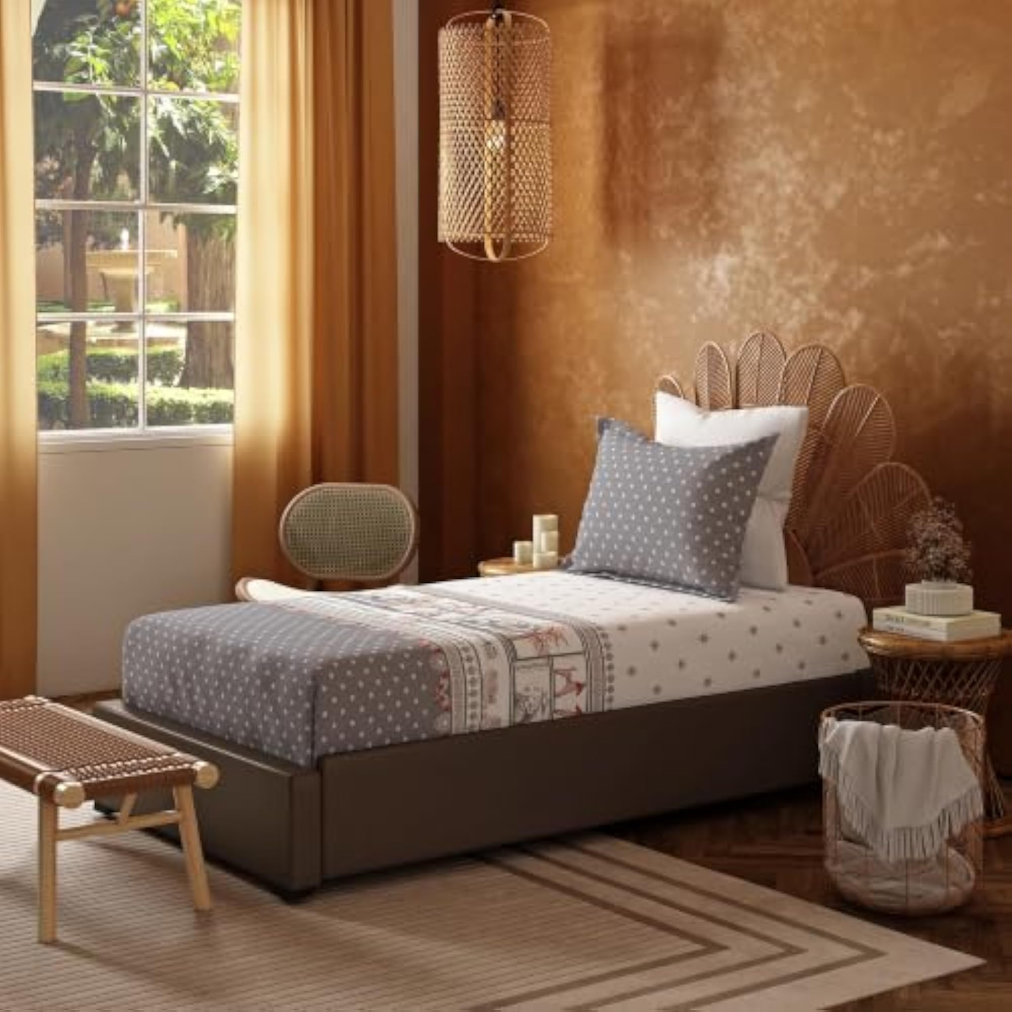 Bedsheet for Single Bed, 100% Cotton Flatsheet with Pillow Cover
