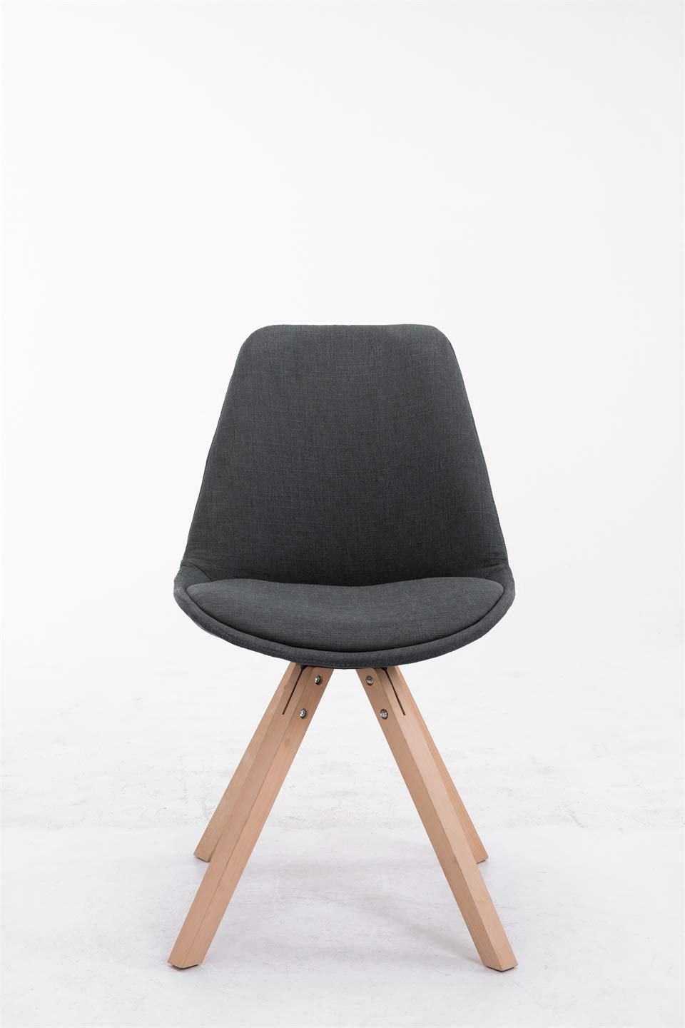 CLP Retro-Stuhl Toulouse Square Mit Stoffbezug Und Hochwertigem Sitzpolster I Lehnstuhl Mit Stabilem Holzgestell I Sitzhöhe 48 cm, Farbe:dunkelgrau, Gestell Farbe:Natur